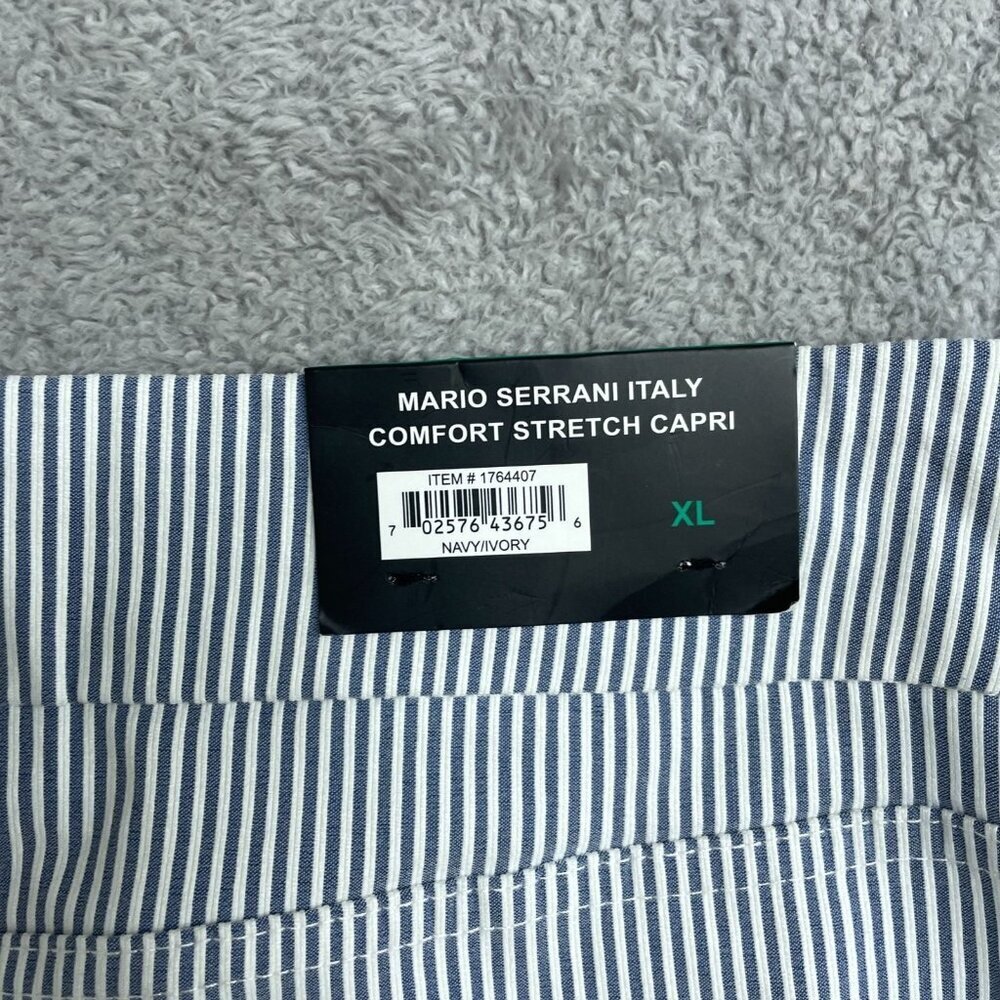 NEW Mario Serrani Women's XL  Comfort Stretch Capri Pants Navy/Ivory Stripped - Picture 8 of 12
